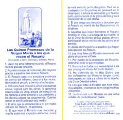 The 15 Promises for Praying the Rosary (Spanish)