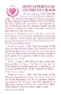 Seven Offerings of the Precious Blood leaflet