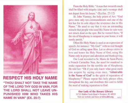 Respect His Holy Name