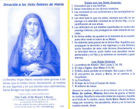 The Seven Sorrows Prayer Card (Spanish)